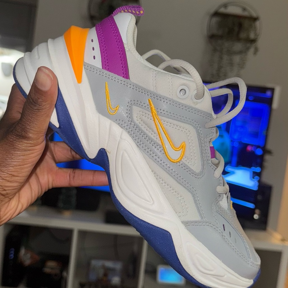 Nike Gray and Blue Sneakers with Yellow and Purple Accents